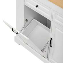 Kitchen Island On Wheels, Kitchen Island With Extendable Dining Corner, Waste Compartment And Drawers, Mobile Freestanding Kitchen Island, Ideal For Kitchen And Dining Room (White) - 白色+自然木材色 - 查看 8