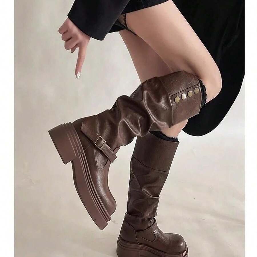 Women Knee-High Boots - Black - View 1