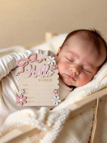 Floral Wooden Milestone Calendar Photo Frame Prop, Baby Birthday Growth Record Photography Accessory - Multicolor - View 7