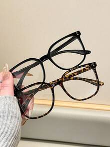 Unisex Retro Leopard Print Glasses 1 Pair Fashion Frame For Commute Office Street Show Graduation Gift Daily Styling - Clear - View 3