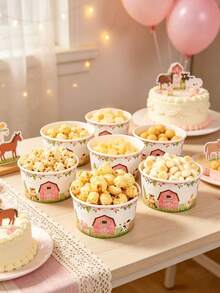10 piezas de cuencos de papel desechables con diseño de animales de granja, tazas de helado con diseño de animales de granja, recipientes de comida desechables para fiesta de baby shower, vajilla para fiesta de cumpleaños con diseño de animales de granja, decoración para primer cumpleaños, vajilla para fiesta de cumpleaños con diseño de animales de granja, decoración para fiesta de cumpleaños, decoración para baby shower, decoración para revelación de género, decoración para boda, suministros para fiesta de cumpleaños de bebé, caja de embalaje de regalo, cuenco de comida, adecuado para noche de cine, camping, picnic - Animales de granja - Ver 3