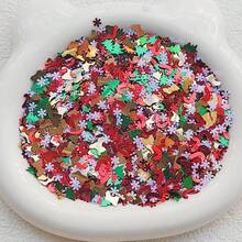 15g Random Color Christmas Style Snowflake Christmas Tree Cane Design Glitter, Used For Holiday Decoration, DIY Nail Accessories, And Makeup Crafts - Color - View 10