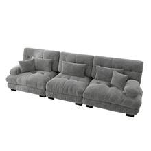 3 Seat Modular Sofa Bed Frame Grey Chenille - 灰色三座 - 查看 5
