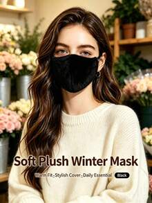 1pc Women's Faux Rabbit Fur Warm Mask With Adjustable Ear Loops, Windproof And Cold-Resistant Fleece Face Mask, Soft And Fluffy, Slim Fit, Reusable For Winter Outdoor Cycling And Skiing - Multicolor - View 4
