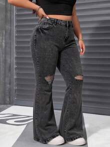 Plus Size Jeans - Black and Gray - View 3