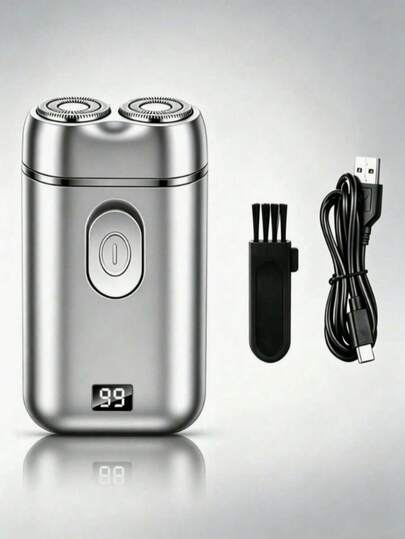 Afeitadora Eléctrica Mini de Bolsillo para Viajes, cuerpo pequeño fácil de transportar con cabezales flotantes flexibles, pieza desmontable para lavado cómodo, motor eléctrico de alto rendimiento, admite afeitado seco y húmedo, perfecta para viajes de trabajo, salidas al aire libre y rutinas diarias de barba.