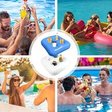Inflatable Beverage Cup Holder, Square Floating Inflatable Cup Mat, PVC Beach, Pool Floating Cup Holder, Suitable For Hawaiian Pool Party, Bar Party Decoration And Holiday Decoration - 彩色 - 查看 2