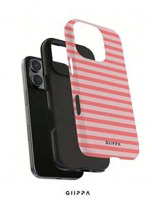 GIIPPA 1件粉色橫條紋圖案設計手機殼，適用於Phone 17 Pro Max，兼容Phone 16 Pro Max、15 Pro Max、14 Pro Max，韓系高端時尚趣味手機殼，兼容11/12/13/14/15/16 Pro Max Plus，優雅設計男女皆宜，聖誕節、情人節、復活節、婚禮季與生日送女友的完美禮物！ - 粉色 - 查看 2