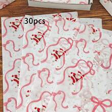 10/30/60pcs Christmas Bow & Santa Claus Pattern Tissue Paper, 50*35cm Gift Wrapping Paper, Suitable For Christmas Gift Decoration, Birthday Gift Wrapping, Bouquet Wrapping, Gift Bag Filler And Party Gifts - Multicolor - View 14