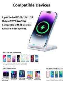 15W Foldable Stand 2-In-1 Wireless Charger, Compatible With Qi-Enabled Wireless Charging Smartphones, Compatible With IPhone 8/X/11/12/13/14/15/16/17 Series - White - View 8