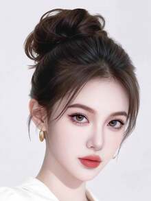 1PC High Bun Hair Extension For Women, Natural Fluffy Hair Scrunchie, Slouchy Bun Hair Accessory, Fake Hair Bun Headpiece - Multicolor - View 4