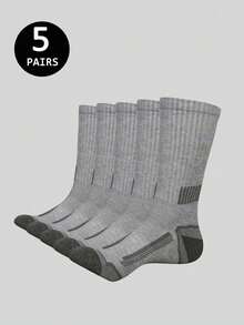 10 Pairs Men's Mid-Calf Socks, Black White Gray Colorway, Striped Ankle Support Design, Comfortable Outdoor Sports Socks, Back To School Season - Multicolor - View 7
