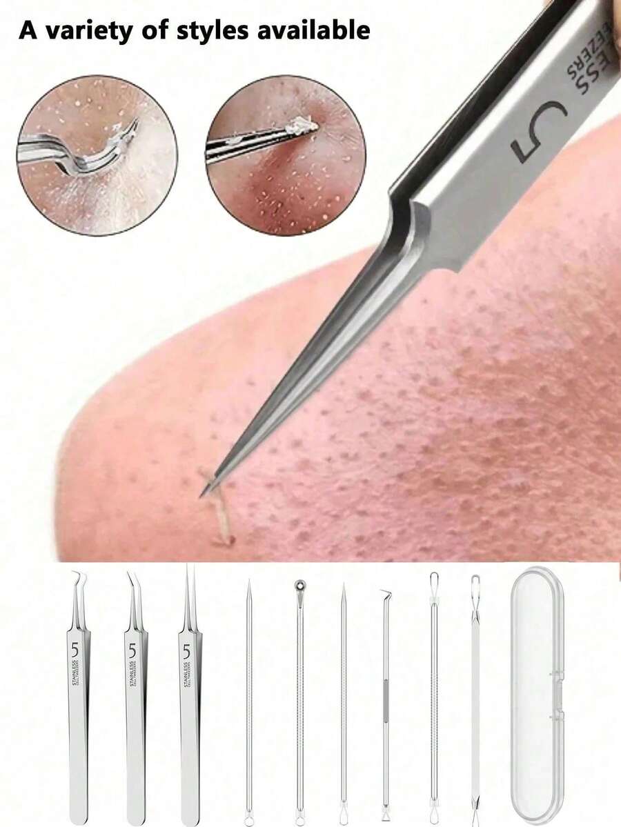 Aguja ultra fina para eliminar puntos negros, adecuada para piel normal, herramienta para eliminar el acné, diseño elegante y duradero, herramienta de cuidado facial de salón de belleza, con bolsa de almacenamiento