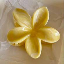 2 peças/1 peça Presilha de Cabelo Feminina em Acrílico com Estampa de Bolinhas e Mármore Amarelo Jasmine, Design de Moda Minimalista, Presilha para a Parte de Trás da Cabeça, Anti-Queda de Cabelo, Acessório de Cabelo Estilo Havaí para Viagem de Verão e Férias na Praia, Adequado para Uso Diário (Bolinhas Aleatórias) - Multicolorido - Visão 4