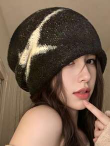 1 buah Topi Rajut Bintang Wanita, Aksesori Musim Gugur Elastis yang Modis, Cocok untuk Jalan-jalan dan Paduan dengan Liburan Halloween - Beraneka warna - View 3