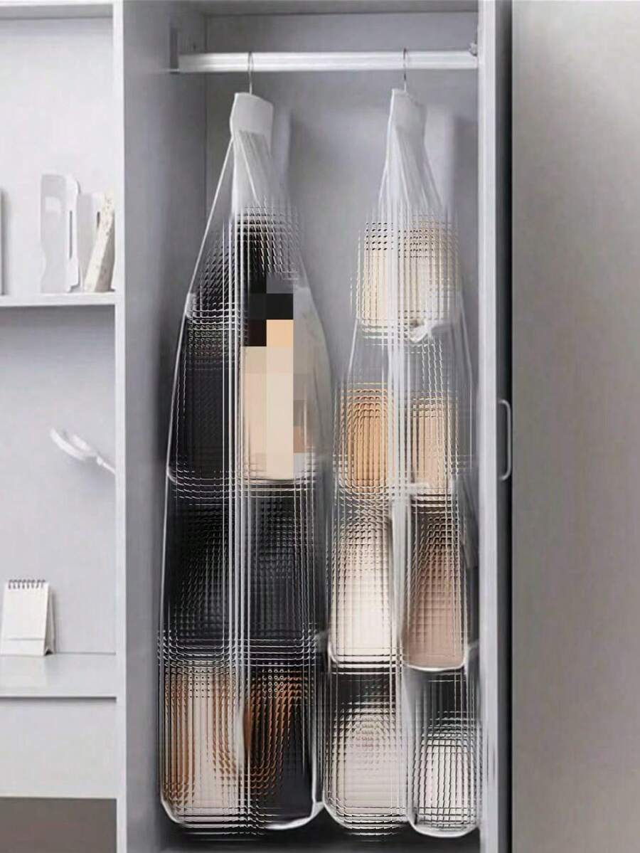 1pc/2pcs 8/6 Pocket Hanging Wallet Organizer, Transparent Hanging Storage Bag, Space-Saving Closet Wall Organizer