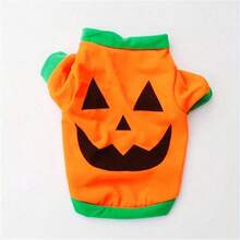 1pc Halloween Pumpkin Head New Style Dog Clothes T-Shirt With Sleeves, Breathable And Comfortable - Orange - View 16