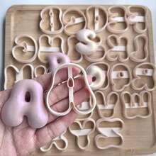 Large 5cm English Letter Shaped Soft Clay Jewelry Mold, Letter Shaped Keychain Mold, DIY Earrings Jewelry And Handmade Polymer Clay Cutter, Used For Earrings, Brooches, Pendants, Pottery Mold, High Precision Soft Clay Cutter - Apricot - View 1