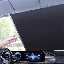 Black Sunshade Curtain, Suction Cup Installation, No Drilling Required, Easy To Use, Suitable For Car And Home Windows, Heat Insulation And UV Protection, Freely Stretchable, PVC Material, Modern Style, Suitable For Bedroom And Other Rooms - Multicolor 3 - View 11