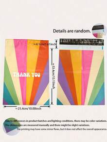 彩色印花「Thank You」文字防水加厚快遞包裝袋，耐撕郵寄信封袋，適用於衣物，適合小企業、婚禮禮品與派對填充物 - 復古撞色條紋 - 查看 9