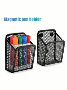 10pcs/1set Magnetic Mesh Pen Holder Powerful Magnet Square Minimalist Desk Organizer Box Iron Wire Pen Rack Strong Magnetic Iron Wire Pen Rack Suitable For Whiteboard Office Refrigerator Whiteboard Kitchen Storage Cabinet Office School Supplies - Multicolor - View 7