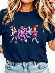 Junie B Teacher Shirt Junie B Jones Kindergarten Teacher T-Shirt Teacher Life T-Shirt Teacher Gift Women Round Neck Printed Camisa Pink - 藏青色 - 查看 1