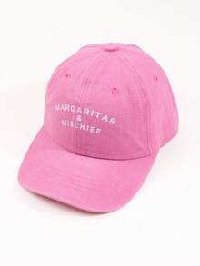 1 Pc Vintage Distressed Baseball Cap - "MARGARITAS & MISCHIEF" Print - Lightweight Hat, Vintage Style, Embossed Design, Casual Headwear | Vintage Style Hat | Embossed Design Hat, Vintage Baseball Cap, Hats For Women, Hats, Beach Hat - Multicolor - View 5