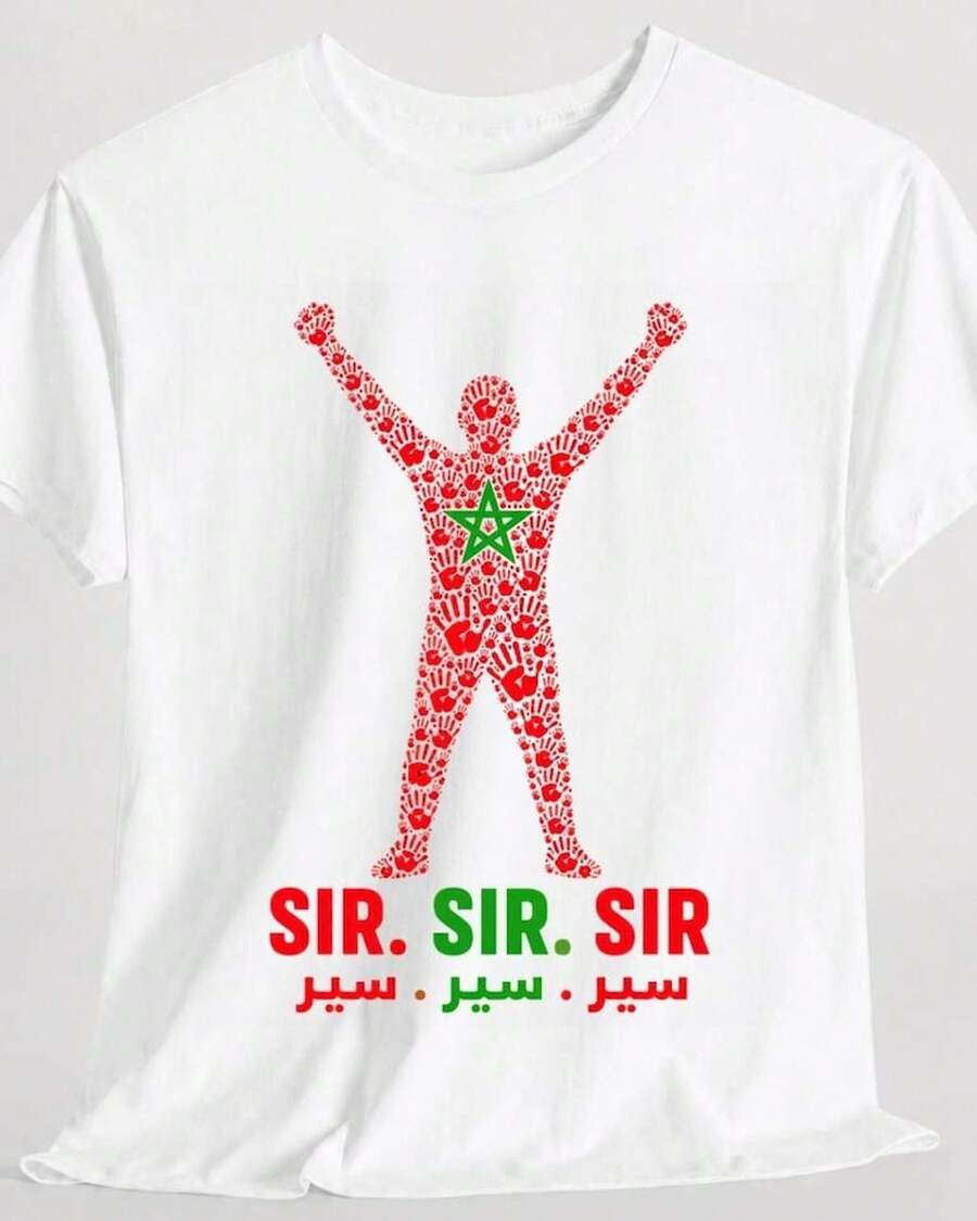 Sir Saying Moroccan Soccer Fan Pride Moroccan Flag Supporter TShirt TShirts For Men Marokko Trikot Sport Tshirt men shirt Festival Outfits - Blanco - Ver 1