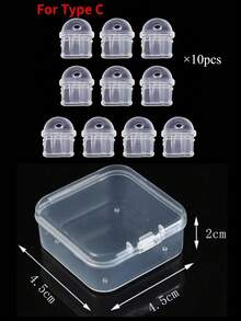 1 Set/10pcs Phone Charging Port Dust Plugs, With 1 Storage Box, Anti-Loss, With Hanging Hole, Compatible With Apple/Android Phone Charging Ports, Type-C Interface Dust Plugs - Transparent - View 1