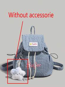 [Plaid Drawstring Backpack | Sweet & Cool Girl's Versatile Essential!]Drawstring Flap Design, Easy Opening And Closing, Ample Interior Space To Fit Your Water Bottle, Cosmetics And Snacks, Perfect For Commuting, School, Shopping, Traveling! No Pendant Included. - Multicolor - View 7