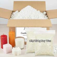 大豆蠟片，手工蠟燭製作原料，蠟燭製作補充袋，優質天然大豆蠟片，適合 DIY 手工蠟燭初學者完整入門套裝，送給蠟燭愛好者的禮物 - 白色 2 件裝 - 查看 7