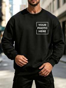 Custom Crew Neck Sweatshirt, Print Your Logo, Perfect Gift For Anyone, Essential For Autumn And Winter - Black - View 2
