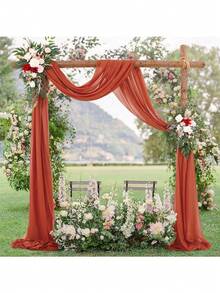1pc Elegant Semi-Transparent Wedding Arch Backdrop Curtain, Suitable For Indoor And Outdoor Decoration, Perfect For Christmas And More Occasions - Premium Mesh 3 - View 5