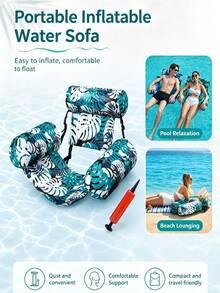 Inflatable Swimming Pool Floating Raft With Backrest, Water Lounge Chair Made Of Thickened PVC Material, Breathable Mesh Fabric Non-Stick To Skin, Suitable For Beach Use, Summer Vacation, Pool Party, Water Games And Pool Floating Supplies - Multicolor - View 7