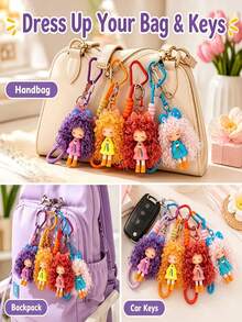 1 buah Gantungan Kunci Boneka Krim Susu, Liontin Boneka Kartun Gadis Keren, Hiasan Tas Wanita, Hadiah Kecil, Gantungan Kunci, Aksesori Dekoratif Kunci Mobil - MultiWarna - View 7
