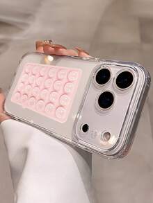 2pcs - Luxury Transparent Phone Case + Single-Sided Suction Cup, Compatible With IPhone 17/16/15/14/13/12 Pro Max, Transparent Thin Design, Soft Edge Hard Shell Anti-Drop Back Cover, Can Adhere And Fix Phone Back To Bathroom Wall To Prevent Slipping - Pink - View 1