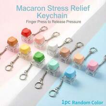 4-In-1 Mechanical Keyboard Keychain Relief Ornament, Adult Stress Relief Sound Clicker, Portable EDC Accessory, Anxiety Relief Desktop Decor For Office, Gaming & Leisure, Macaron Multi Color - Multicolor - View 11