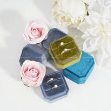1 Stück 5*4,5*4,5cm Samt Ringbox, Samt Verlobungsring Box, geeignet für Hochzeit Vintage Doppel-Slot Ringbox, kann Ringe und Ohrringe halten, geeignet für Heiratsantrag, Hochzeit, Geschenk, Jahrestag, Frauen Aufbewahrung Organisation Reise Notwendigkeit Schulanfang Wohnheim Aufbewahrung - Verschiedenfarbig - Übersicht 7