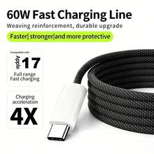3pcs/1set/1pc EU Standard Super Fast Charging Kit (EU Standard Charger With 3.3ft/6.6ft Charging Cable And 1.4m Cable Protector), EU Standard Travel Plug Adapter Compatible With Samsung Galaxy S26 S25 S24 S23 S22 S21, USB-C Wall Charger With 3.3ft/6.6ft Fast Charging Cable, Compatible With IPhone 17/17 Pro/17 Pro Max/Pro/16/15 - View 8
