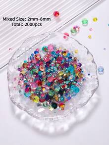 2mm-6mm Tamaño Mixto 2000 piezas/Paquete Strass de Resina Redondo con Parte Plana, Gemas de Color Caramelo Transparente AB con Brillo, Pegatinas de Diamante DIY, Cuentas Adhesivas para Ropa, Bolsas, Zapatos, Tazas, Botellas, Vasos de Agua, Teléfonos, Accesorios DIY - Color mixto 020 - Ver 11