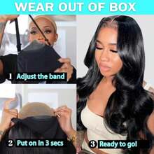 13x6 Glueless Wigs Human Hair Pre Plucked/Cut 26 Inch Wear And Go Wig 10A HD Body Wave Lace Front Wigs Human Hair 180 Density Wigs For Women No Glue 3 Seconds For Beginners - 13x6 Glueless Black Wig - View 6