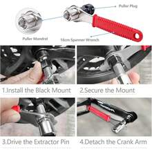 Bicycle Crank Puller Set, Equipped With 16mm/0.63in Wrench, Square Taper Crank Arm Removal Tool - Crank Removal Tool - 3-piece Set - View 6