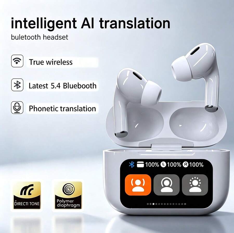 NcmRyu New High-Definition Touch Screen Display, Noise-Canceling Function And Built-In Microphone, Multi-Function Earbuds With Noise-Canceling Wireless Headphones, Ultra-Long Battery Life, Smart Earphones Suitable For Couples, Perfect Valentine's Day Gift. - View 1