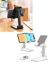 1pc Adjustable Folding Desktop Phone Stand, Desktop Electronic Product Holder (Suitable For Hunchback Use), Live Streaming Tablet Stand, Height-Adjustable Folding Multi-Function Universal Support Bracket, Suitable For Watching TV Shows, Live Streaming, Learning, Working And Video Conferencing - A - View 1