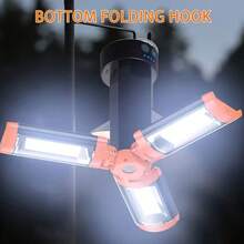 Smart LED Multi-Function Folding Camping Light, Wireless Work Light With Stand, USB Rechargeable Portable Adjustable Lamp, 9000mAh Capacity, 3 Rotatable Folding Light Heads, Emergency Handheld Flashlight, Equipped With Detachable Tripod - Orange - View 4