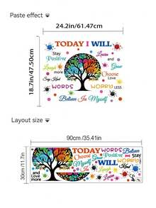 1pc Colorful Wisdom Tree Wall Decal TODAY I WILL Motivational Quote Tree Branch Animal Colorful Paint Dot DIY Removable Self-Adhesive Vinyl Sticker For Kids Bedroom Study Reading Corner Kindergarten Classroom Wall Decor - Multiple Styles - View 12