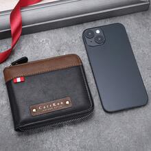 CarrKen 1pc New Men's Fashion Vintage Multi-Function Zipper Wallet, Youth Versatile Multi-Card Slot Card Holder - Multicolor - View 5