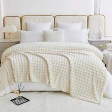 Luxury Bubble Fleece Blanket, Ultra Soft Thick Fluffy Flannel Fleece Blanket, All Season Comfortable Plush Blanket, Lightweight Warm Solid Color Decorative Throw, Suitable For Sofa Bed Chair, High-End Home Pillow Gift Blanket - White - View 7