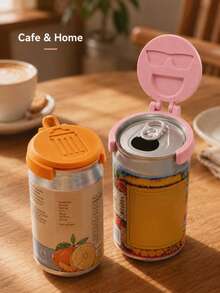 1pc Portable Can Lid Protector, Dust-Proof Sealing Cover For Carbonated Drinks, Beer And Soft Drink Cans, Reusable Flip-Top Hygienic Can Lid, Fun Cartoon Style, Suitable For Kitchen, Home, Cafe, Restaurant, Party, Picnic And Travel - Multicolor - View 6