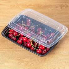 20pcs/Set 750ml Leak-Proof Food Containers With Lids (10 Boxes + 10 Lids) - Microwave , Reusable Black Sealed Bento Boxes, Portable Stackable Plastic Lunch Boxes, Suitable For Restaurants, Schools, Camping, Healthy Meals And Kitchen Takeout - Lunch Box - View 4